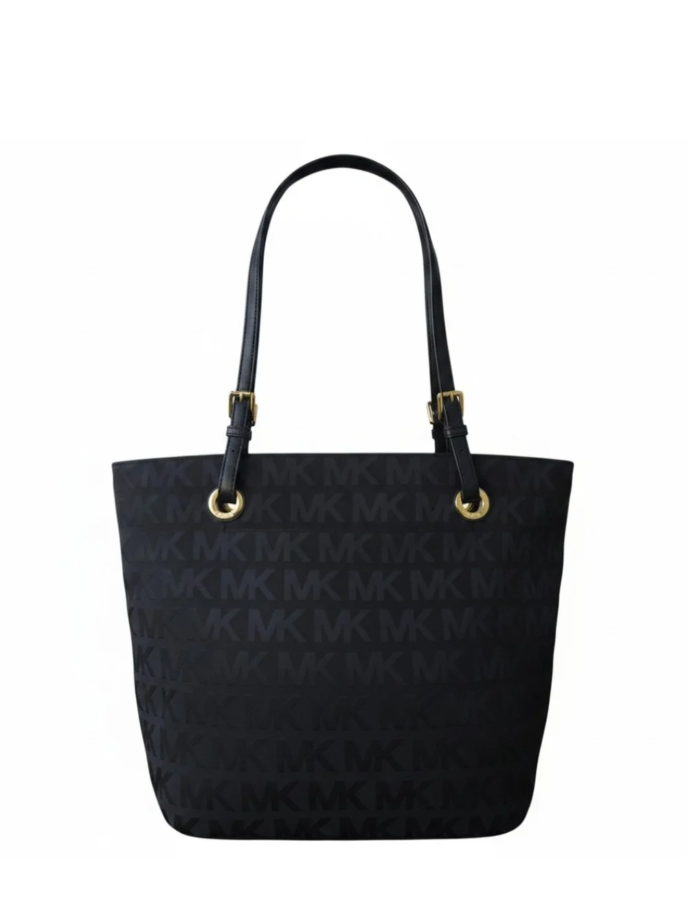 Michael Kors Black MK Logo Tote with Gold Hardware - Picture 2 of 5